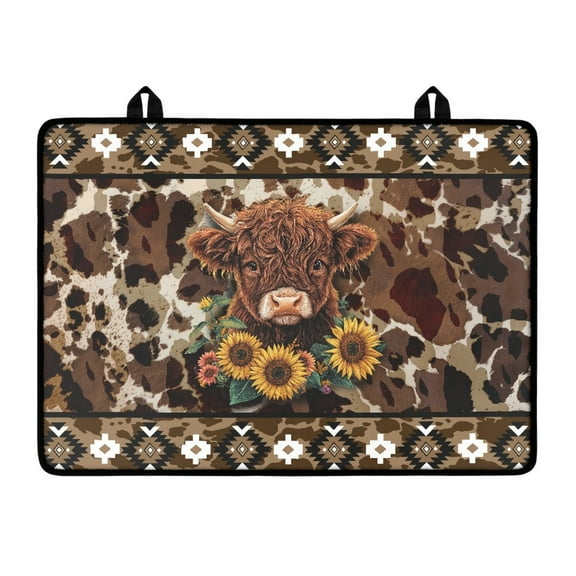 SEANATIVE Universal Stove Top Cover Cooktop Mat Scratch-resistant Glass Top Stove Cover Multi-purpose Heat Resistant Mat Kitchen Accessories Decor, American Tribal Highland Cow Calf Print Brown