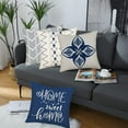 thumbnail image 2 of Navy Geometric Pillow Covers 18x18 Inch Light Blue Home Sweet Home Decor Stripes Floral Pillow Cases Standard Size Set of 4 Simple Modern Throw Pillow Cotton Cushion Cover for Couch, 2 of 6