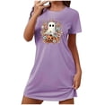 thumbnail image 1 of Camisón corto de talla grande para mujer, camisón de manga corta con estampado de pecho a la moda, camisón para mujer, 1 of 2