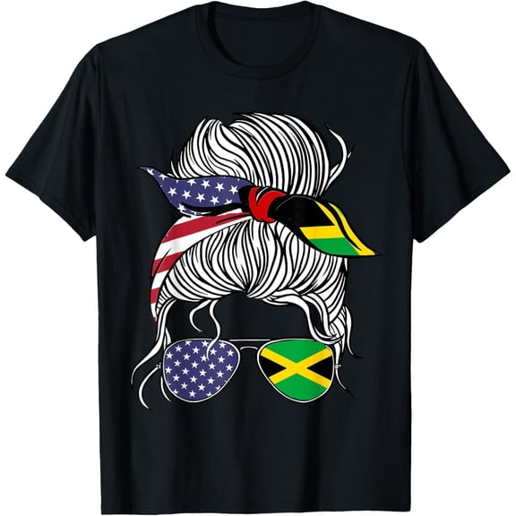 American Jamaican Patriot Flag Women Girl Jamaica Grown T-Shirt