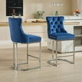 thumbnail image 2 of JESTOP 25" Counter Height Bar Stools Set of 2, Modern Velvet Barstools with Chrome Metal Legs and Tufted Back, Upholstered Island Chairs for Kitchen Island, Pub, Cafe, Beige, 2 of 7