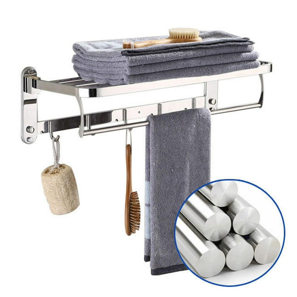 23.5'' Foldable Towel Rack for Bathroom Shelf with Foldable Towel Bar