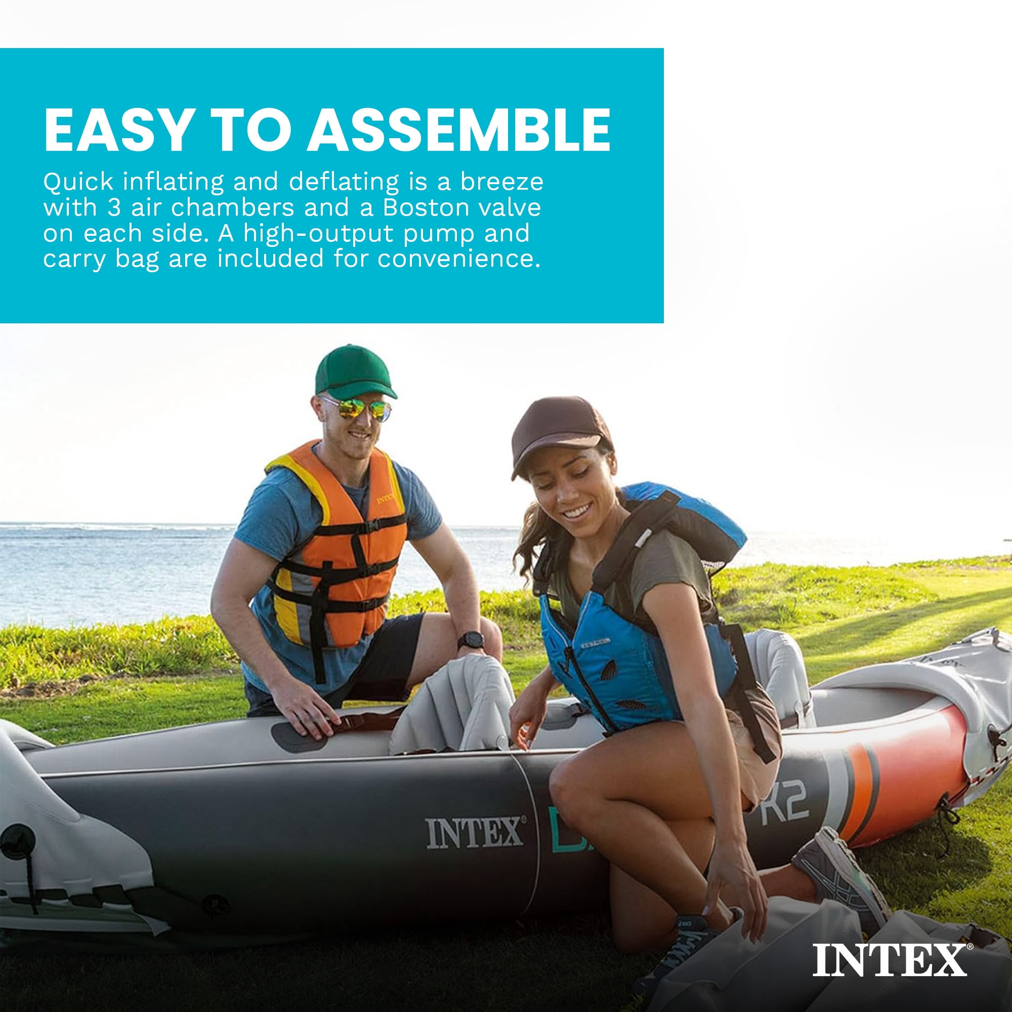 Intex Dakota K2 2 Person Inflatable Kayak & Accessory Kit w/Oars & Pump