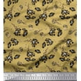 thumbnail image 1 of Soimoi Brown Cotton Voile Fabric Leaves & Floral Print Sewing Fabric BTY 42 Inch Wide, 1 of 1