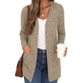 thumbnail image 1 of Innerwin Cardigan Sweater Long Sleeve Ladies Outwear Holiday Solid Color Soft Cardigans Khaki M, 1 of 3