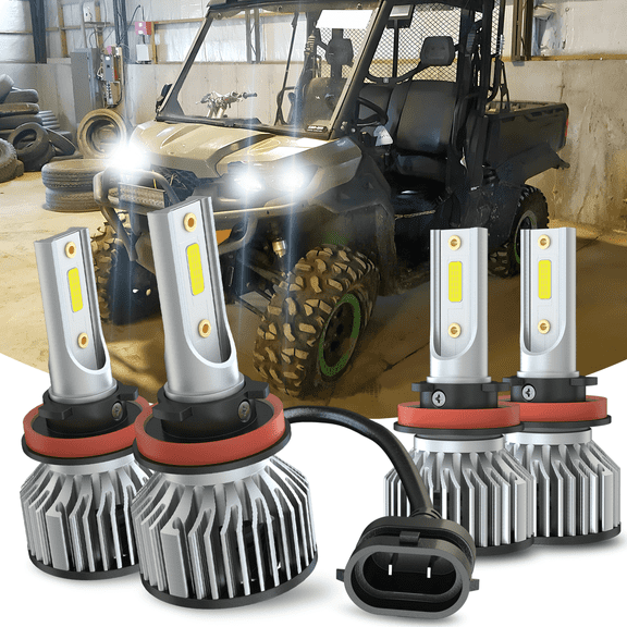 For Can-Am Defender HD5 HD8 HD10 Combo 4pcs LED Headflight Bulbs 6000K White