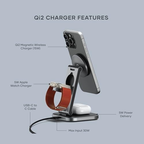 3-in-1 Foldable Qi2 Wireless Charging Stand