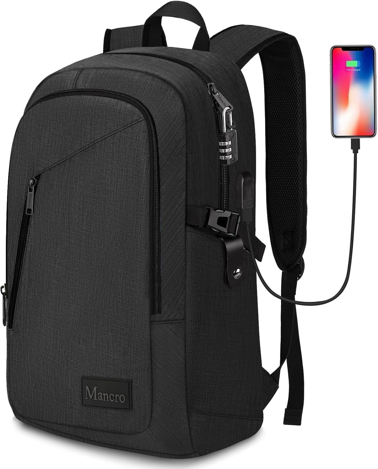 Matein Inch Laptop Backpack with USB Charging Port,Slim