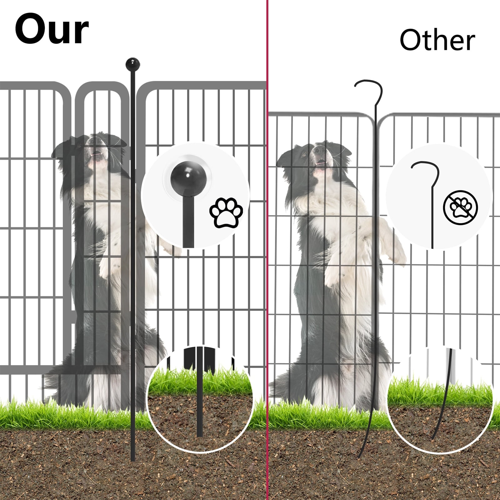 Jhsomdr Dog Playpen Outdoor, 8 Panels 40" Height Metal Dog Fence Puppy Playpen with Doors for Large/Medium/Small Dogs, Indoor Pet Fence Exercise Pen for RV, Camping, Yard