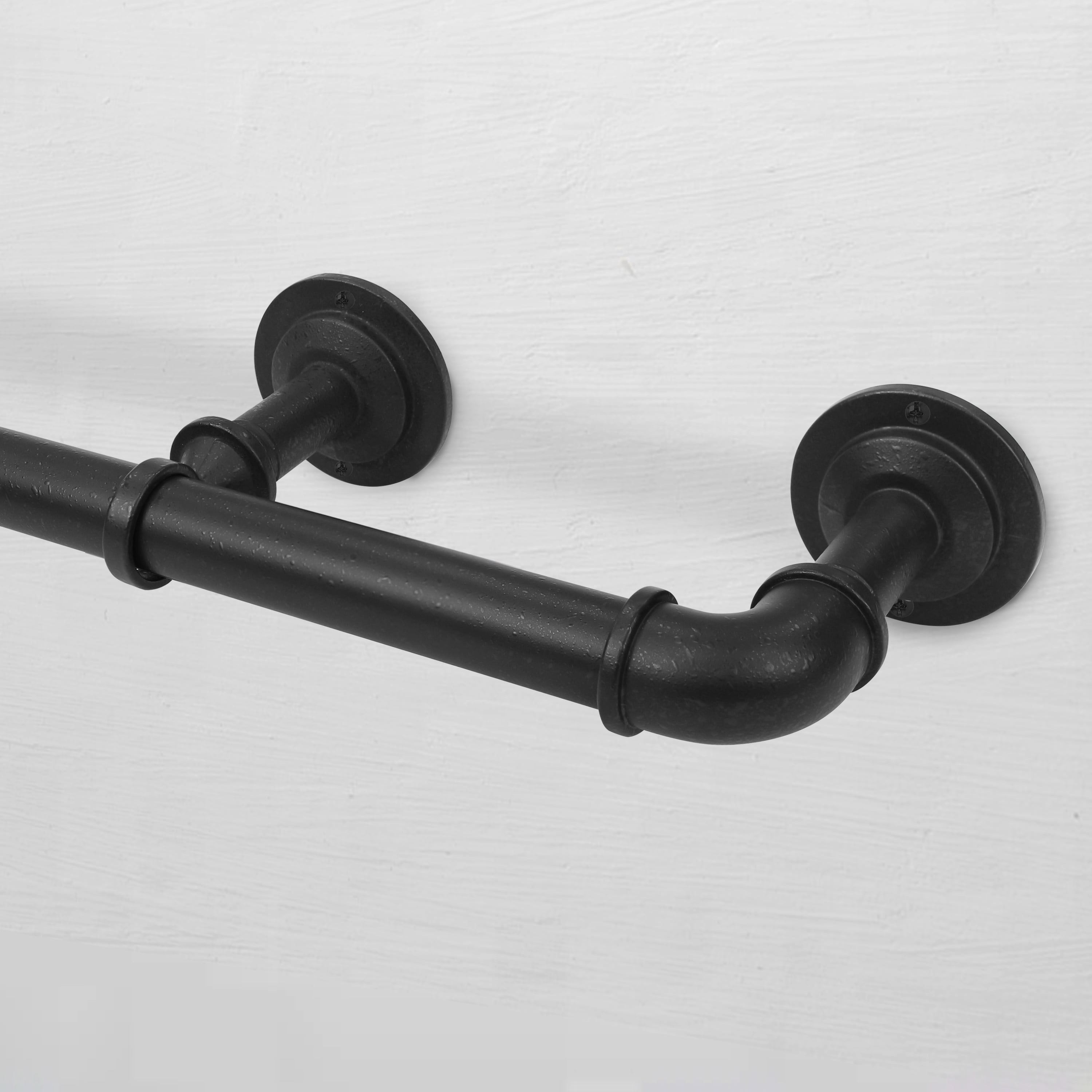Better Homes & Gardens 1" Wrought Iron Finish Industrial Pipe Single Curtain Rod 32-120"