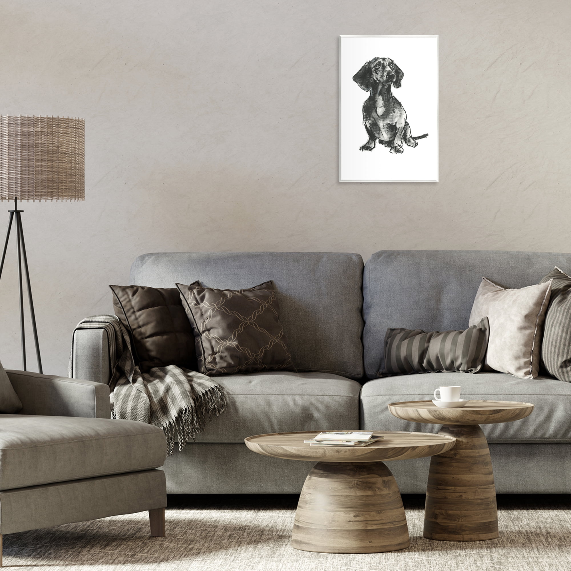 Stupell Industries Dachshund Sitting Drawing Animals & Insects Drawing Unframed Art Print Wall Art, 10 x 15