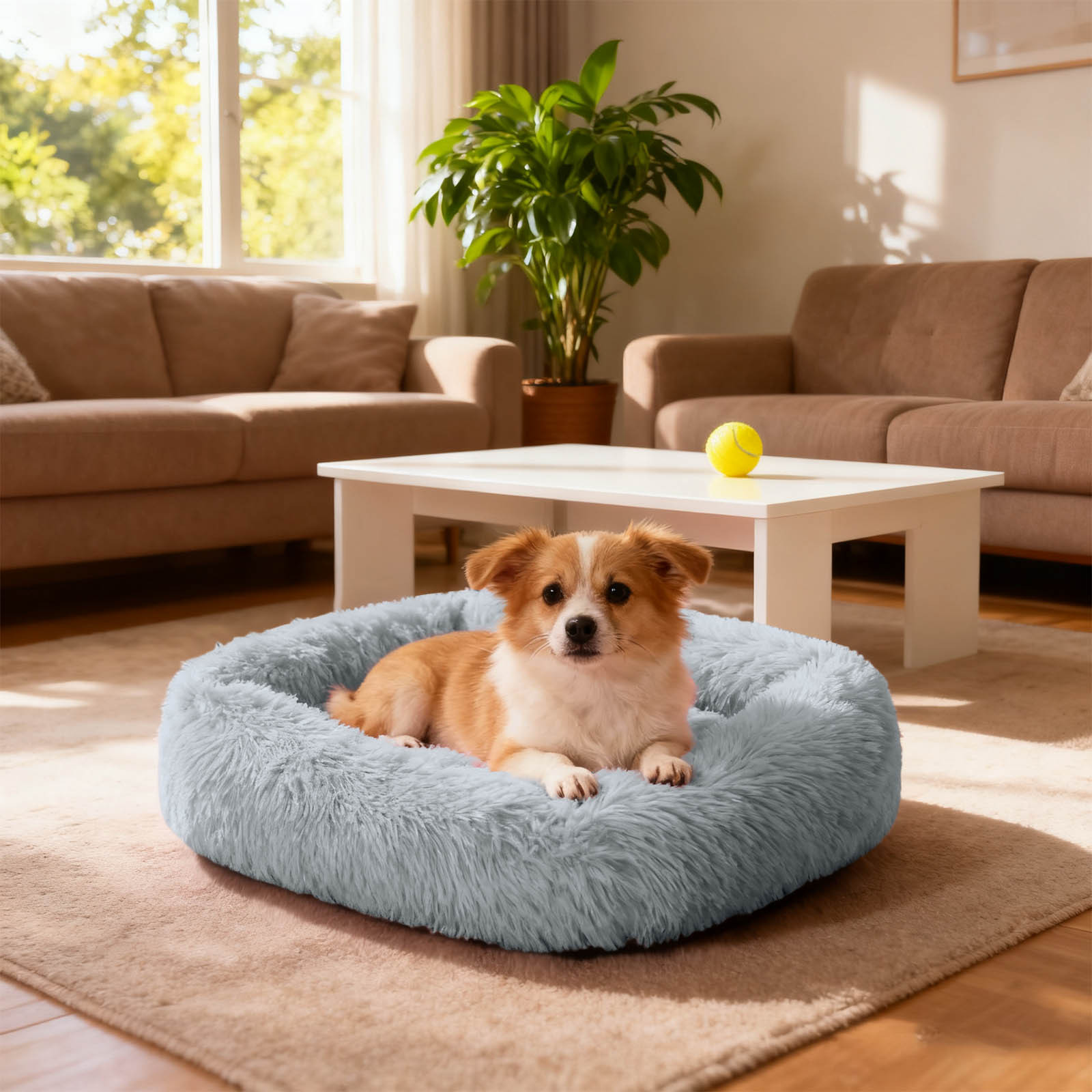 Pet Beds for Cats and Dogs Calming Cushion Self-Warming Cozy Indoor Outdoor Mat with Fabric and Machine Washable Design