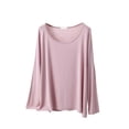 thumbnail image 1 of cfhntfmh Chemises de Nuit pour Femmes Modal Col Rond Couleur Unie Pyjama de Détente Haut Doux Manches Longues, 1 of 6