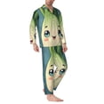 thumbnail image 2 of Xecao Adorable Kawaii Fennel Character Print Pajamas Set Mens Pajamas Long Sleeve Loungewear Two-Piece Sleepwear Button-Down Pjs Set,2PJS-Medium, 2 of 7