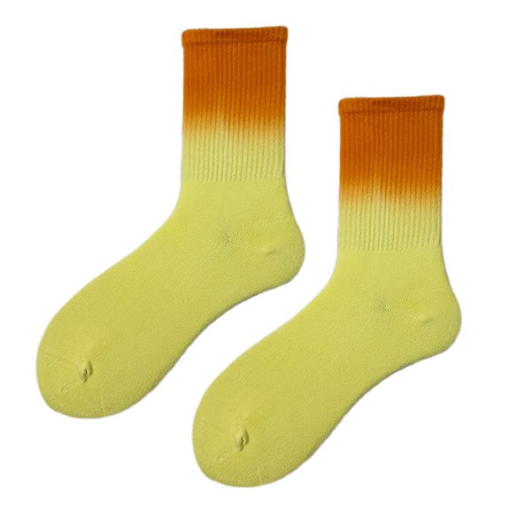 Karimi Socks for Women Gradient Crew Socks, Vertical Rib Cotton Mid Calf Socks, Casual Stackable Socks Socks for Women