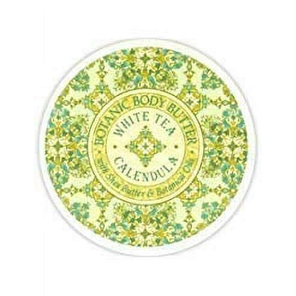 Greenwich Bay Trading Company Botanic Body Butter con manteca de karité y manteca de cacao, 8 oz (caléndula de té blanco)