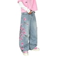 thumbnail image 4 of Mrmall Y2K American Street Plum‑Blossom Embroidery Ripped Wide‑Leg Jeans Vintage Washed Loose Floor‑length Denim Trousers, 4 of 6