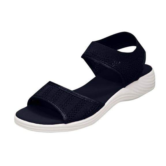 Womens Sandals Comfortable Oofos Slippers for Women Women's Fashionable Casual Versatile Flying Woven Fish Mouth Spring And Summer Flat Sandals Blue