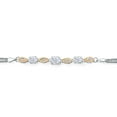 thumbnail image 3 of Gem Stone King White Moissanite and White Lab Grown Diamond Bracelet for Women | 925 Silver and 10K Yellow Gold | 1.96 Cttw | Oval 7X5MM and 6X4MM | Wheat Chain | 6.5/7/7.5 inches, 3 of 6