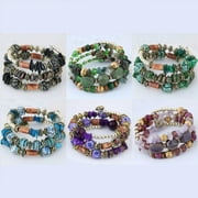 JINLUO 3-6Sets Bohemian Bracelets Stackable Stretch Bracelets Beaded Bracelets for Women, Adjustable Handmade Multilayer Colorful Stone Beads Acrylic Beaded Boho Bracelets Sets