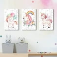 thumbnail image 6 of Unicorn Wall Art for Girls Bedroom Colorful Unicorn Wall Decor Kids Room Pictures Watercolor Balloon Rainbow Pink Floral Painting Canvas Nursery Framed Artwork Bathroom Home Decorations 12x16 3 Piece, 6 of 6