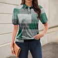 thumbnail image 2 of NAMTYQX Summer Tops for Women 2025 Short Sleeve Soft Trending Womens Polo Shirts Lapel V Neck Lounges Green Size 3XL, 2 of 5
