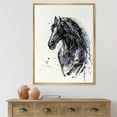thumbnail image 2 of Designart 'Close Up of Friesian Horse With Long Manes' Farmhouse Framed Canvas Wall Art Print, 2 of 5