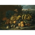 thumbnail image 3 of Roman School 18x14 Black Modern Framed Museum Art Print Titled - A Still Life with Melons, Apples, Black and Green Grapes, a Pomegranate and Birds on a Forest Floor, a Landscape Beyond with, 3 of 5