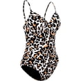 thumbnail image 2 of Lu's Chic Women's One Piece Bath Suit Beach Bathing V Neck Slimming Swimsuit Chic Brief Bunched Adjustable Beachwear Leopard XX-Large, 2 of 4