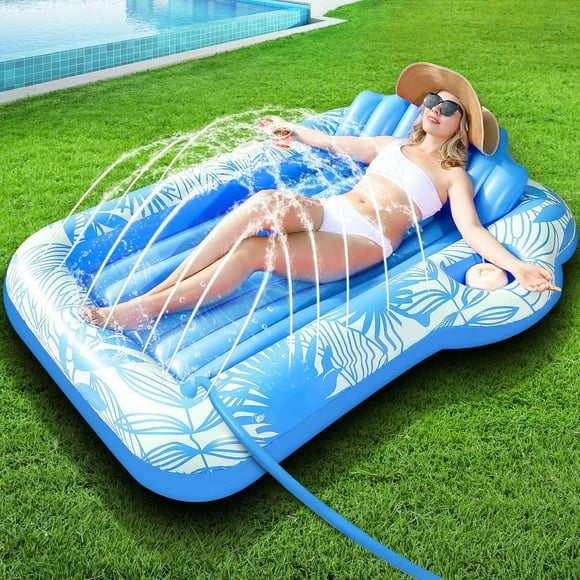 Tumbona inflable para bronceado con forma de flotador Turnmeon, 72 x 47 cm, con rociador