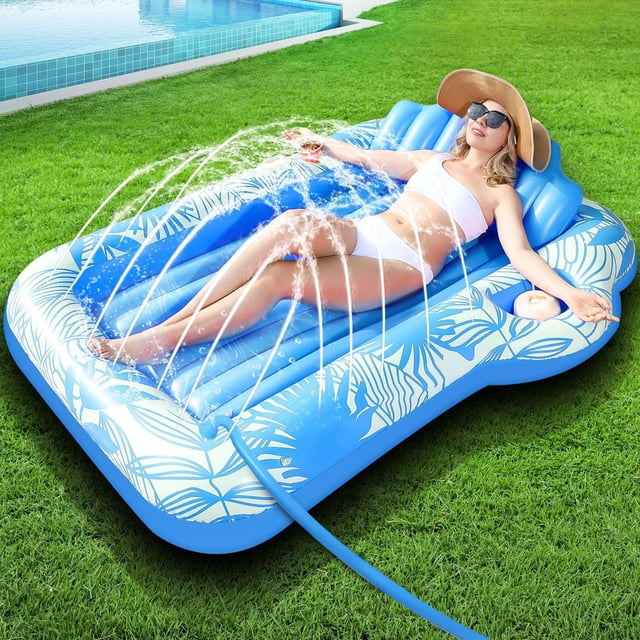 Tumbona inflable para bronceado con forma de flotador Turnmeon, 72 x 47 cm, con rociador