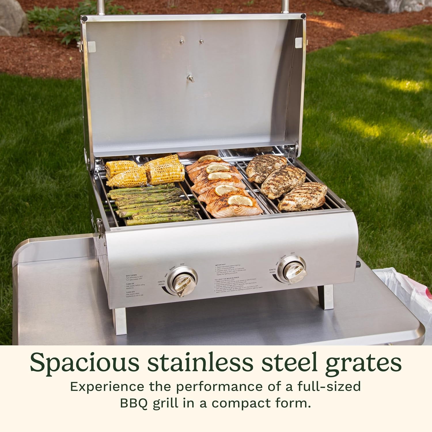 Cuisinart Chef's Style Stainless 2 Burner Tabletop Portable Gas Grill, Silver