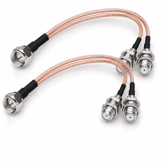 ShuiMiao F-Type RG6 Splitter Coax Cable,75Ohm TV Antenna 3 Way Splitter Combiner RFAdapter F Male to F Dual Female RG316 Coaxial Cable 6inch 2 Pack
