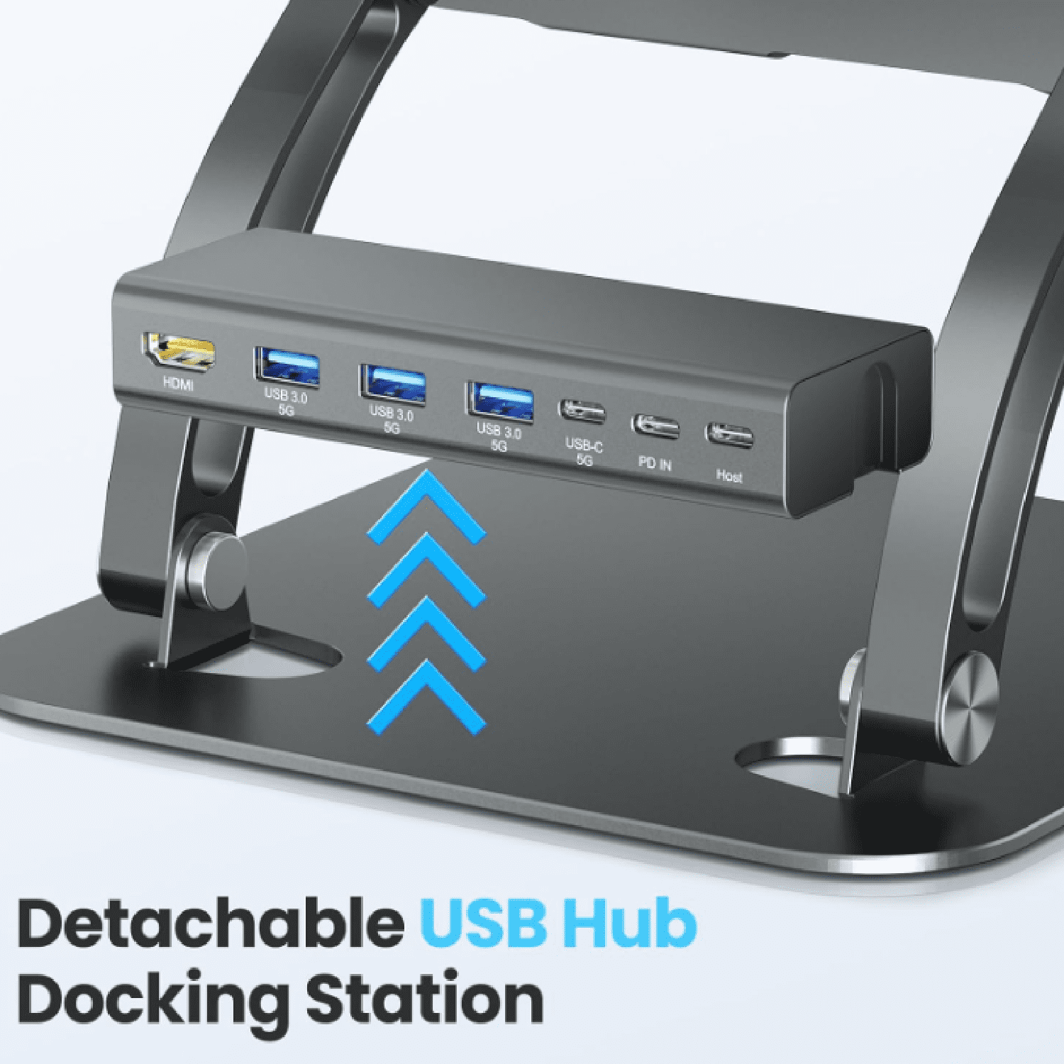 3 USB Ports, Ergonomic Laptop Holder Docking Station for 10-17" Laptops, MacBook & More - Gray