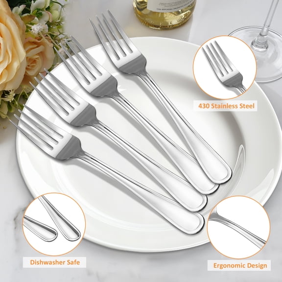 Koomade 12 Pieces Dinner Forks, Stainless Steel 7.9" Forks Silverware, Table Forks Use for Kitchen Restaurant, Dishwasher Safe