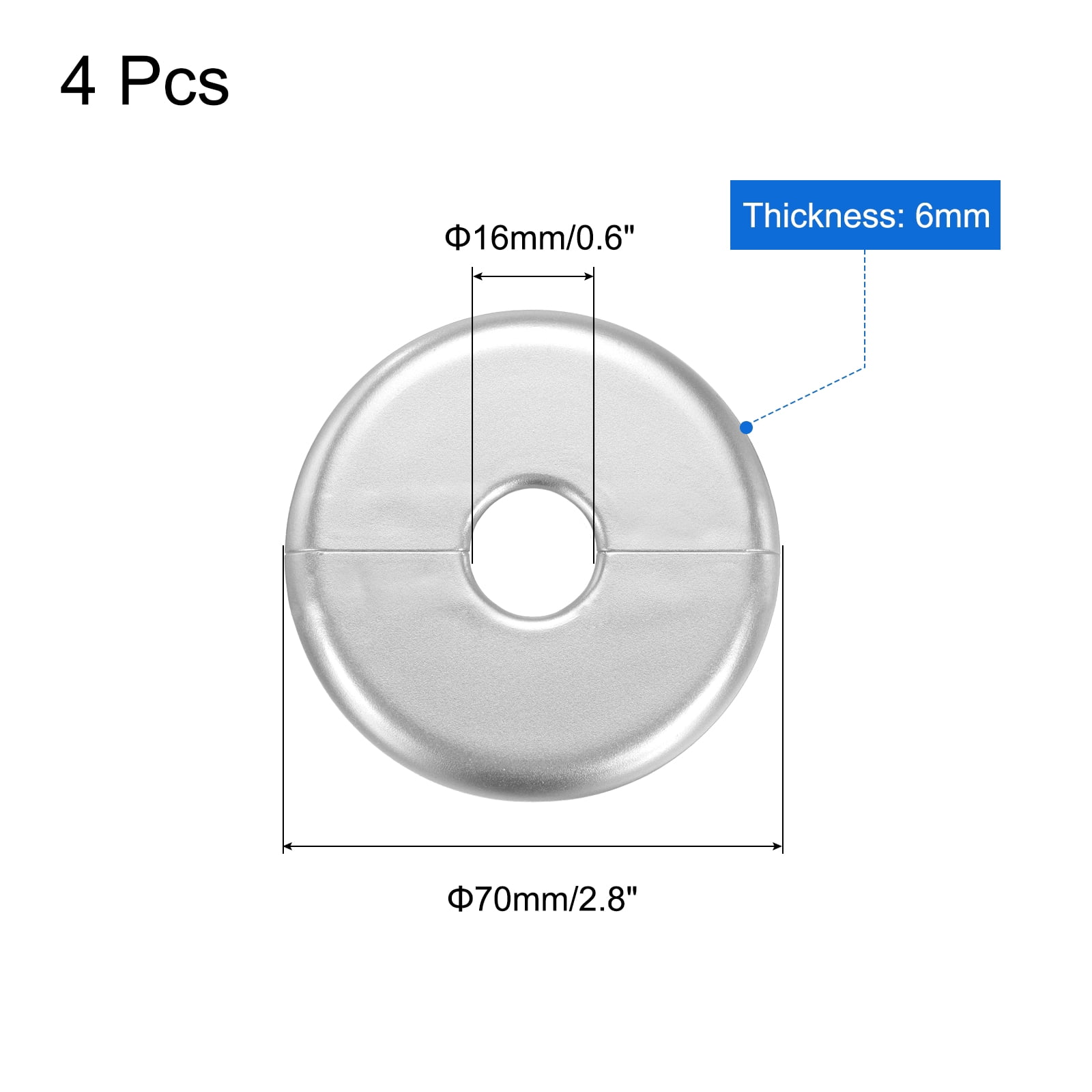 Unique Bargains 4Pcs Split Flange ABS Self-Adhesive Plumbing Cover Plates Silver Tone 16mm