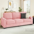 thumbnail image 2 of Lunale 83" Velvet Sofa with Cup Holders, Modern 3-Seater Couch for Living Room, Apt., Pink, 2 of 11