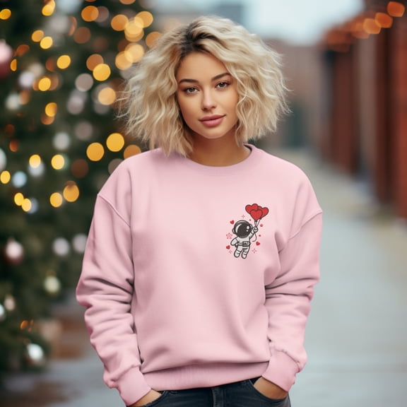 Astronaut Embroidered Sweatshirt, Couple Astronaut Embroidered Hoodie, Cute Embroidered  Sweatshirt