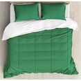 thumbnail image 1 of Lattice Duvet Cover Set Queen Size, Diagonal Array of Thin Lines with Small Rectangles on Green Background, 3 Piece Bedding Set with 2 Pillow Shams, Forest Green and White, by Ambesonne, 1 of 3