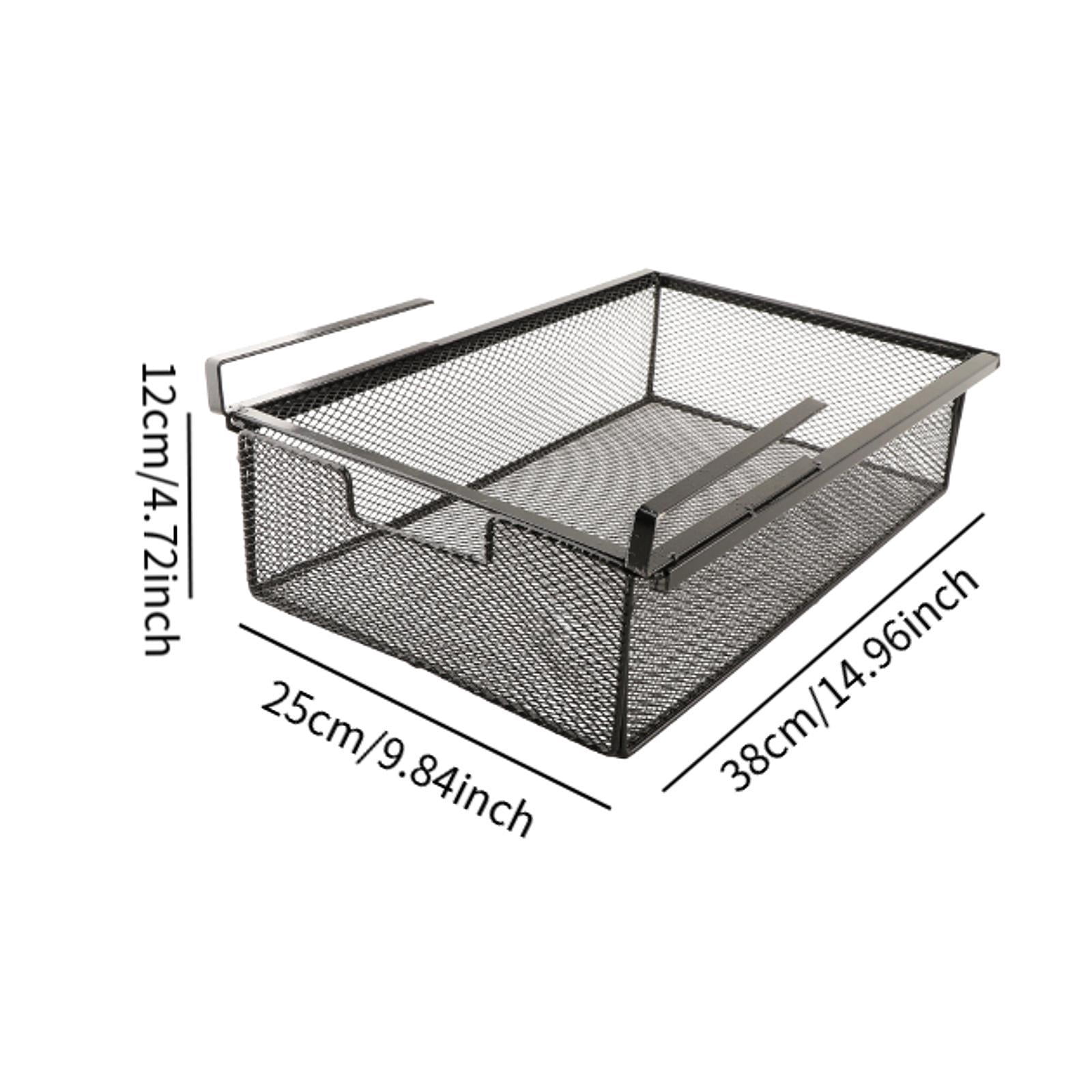 Baoblaze Under Desk Organizer Hanging Storage Shelf Pullout for Kitchen Office Pantry Black