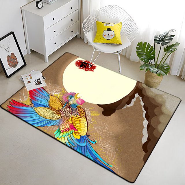 Doce animales del zodiaco chino pintura alfombra sala de estar área grande negro suave Boho decoración del hogar100x120cm (39x47 pulgadas)100x120cm (39x47 pulgadas) zhangmengya unisex