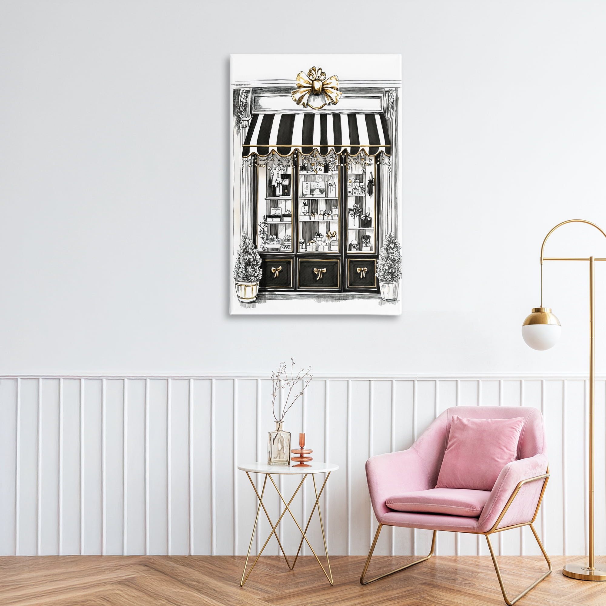 Stupell Industries Striped Paris Shop Facade Canvas Wall Art, design by Petal Prints Design