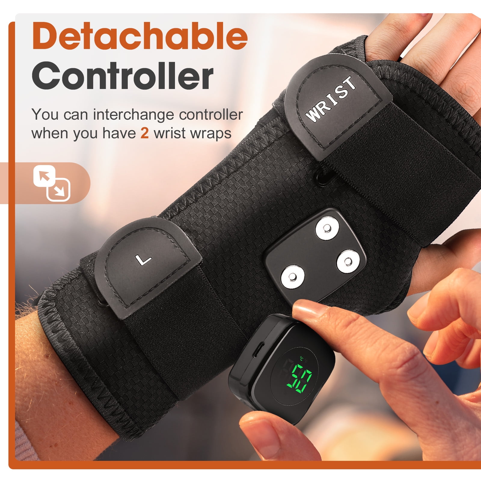 Wrist Heating Pad Wrap, Heated Wrist Brace, Cordless Heating Wrist Wrap , Hand Heating Pad,3 Heat Levels, Carpal Tunnel Relax, Gifts for Family, Travel,Left Hand,Black