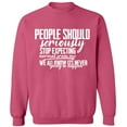 thumbnail image 2 of OXI Crewneck Sweatshirt - People Should Seriously Expecting, Basic Casual Sweatshirts for Men's and Women Fleece Sweatshirt Long Sleeve - Safety Pink Medium, 2 of 2