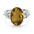 thumbnail image 2 of Gem Stone King 925 Sterling Silver Whiskey Quartz and Lab Grown Diamond Engagement Ring for Women | 6.04 Cttw | Oval 14X10MM | Gemstone Birthstone | Size 7, 2 of 3