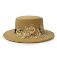 thumbnail image 6 of HNMKIU Western Floral Cowboy Hat for Elegant Stage Performance and Party Events Khaki,One Size, 6 of 6