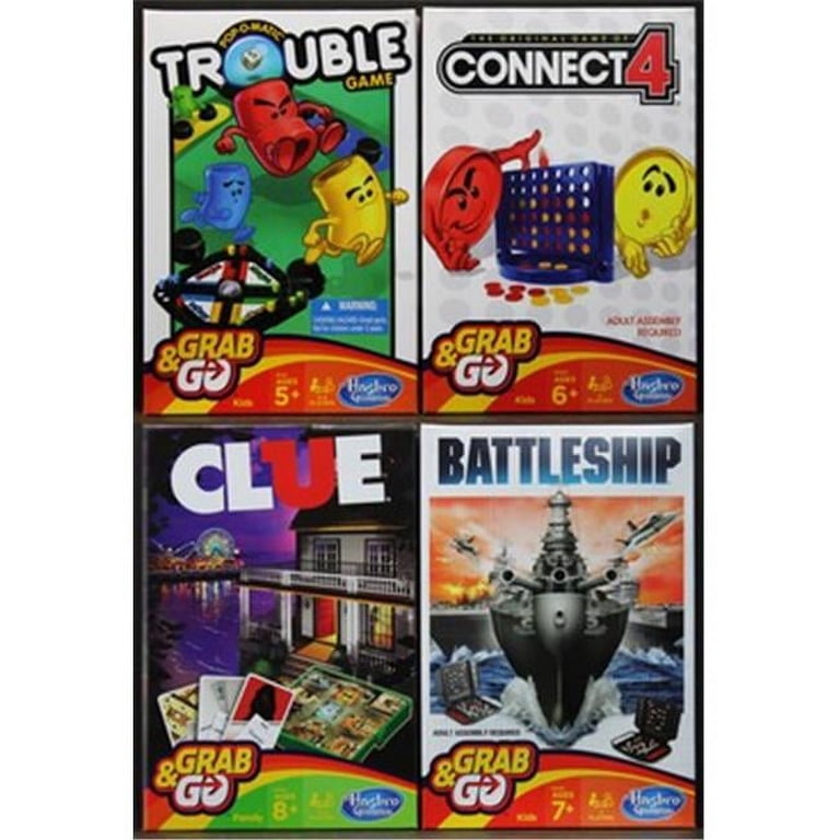 Hasbro Grab & Go Game Trouble, Connect 4, Clue, And Battleship