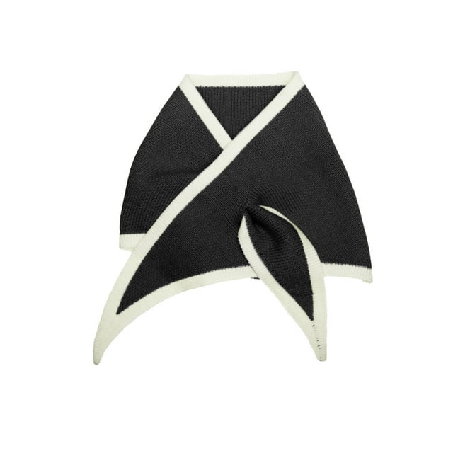 INSPIRE CHIC Bufandas de Triángulo de Color Contrastante, Bufanda de Tejido, Pa?uelo de Invierno para Mujeres, Negro