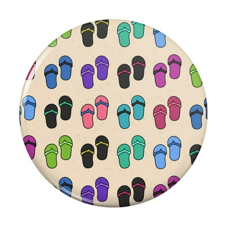 

Fun Colorful Flip Flops on Sand Pattern Kitchen Refrigerator Locker Button Magnet