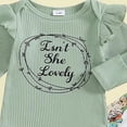 thumbnail image 4 of mgoYE Baby Girl Clothes 3-6 Months Premmie Newborn Baby Clothes Girl 0 3 6 9 Month Outfits Ribbed Romper Bell Bottoms Pants Hat Headband 4PCS Sets(Green,3-6 Months), 4 of 6